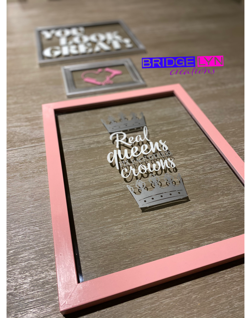 Custom 12x14 glass frame (w/vinyl)