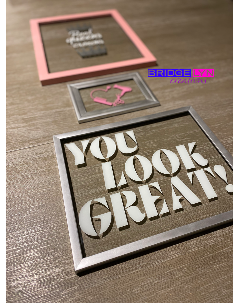 Custom 5x7 glass frame (w/vinyl)